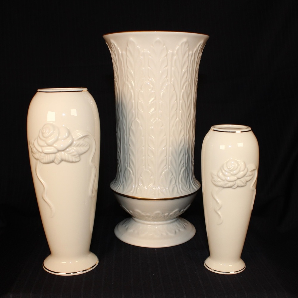 Lot of 3 | Vtg Lenox Ivrory Vases | Large & Bud Vases